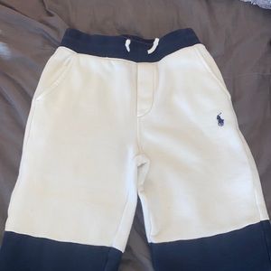 Boys polo sweatsuit navy blue, white, and royal blue